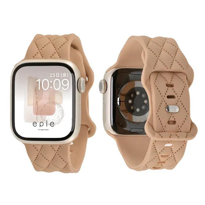 Apple Watch バンド アップルウォッチ ベルト シリコン 女性 レディース 人気 かわいい 金属アレルギー くすみ マトラッセ apple watch series 10 x 9 8 SE2 7 SE 6 5 4 3 対応 38 40mm 41mm 42mm 44mm 45mm 46mm ベージュ ブラウン