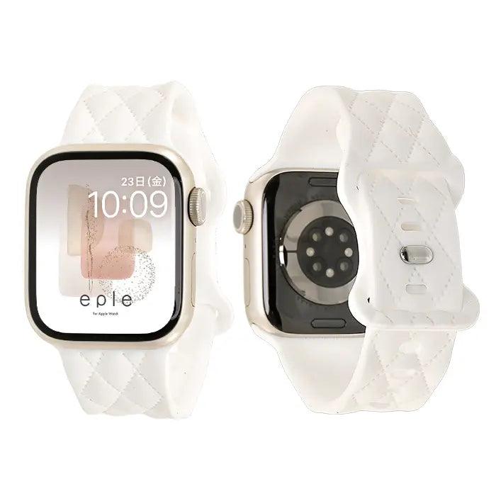 Apple Watch バンド アップルウォッチ ベルト シリコン 女性 レディース 人気 かわいい 金属アレルギー くすみ マトラッセ apple watch series 10 x 9 8 SE2 7 SE 6 5 4 3 対応 38 40mm 41mm 42mm 44mm 45mm 46mm ホワイト 白
