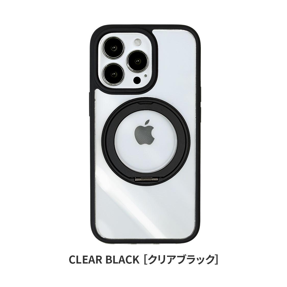 iphone 17 ケース MagSafe対応 強力 マグセーフ対応 ワイヤレス充電対応 リングスタンド スマホリング 落下防止 リング付き 360度回転 360° クリアケース 透明 背面クリア シンプル 推し活 iPhone13 14 15 16 Pro ProMax Plus ブラック 黒