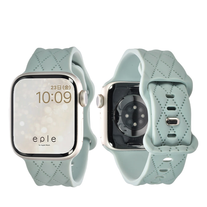Apple Watch バンド アップルウォッチ ベルト シリコン 女性 レディース 人気 かわいい 金属アレルギー くすみ ジム スポーツ ビジネス 仕事 apple watch series 10 9 8 SE2 7 SE 6 5 4 3 対応 38 40mm 41mm 42mm 44mm 45mm 46mm|りんご堂 マトラッセ ミントシュクレ 水色 ブルー