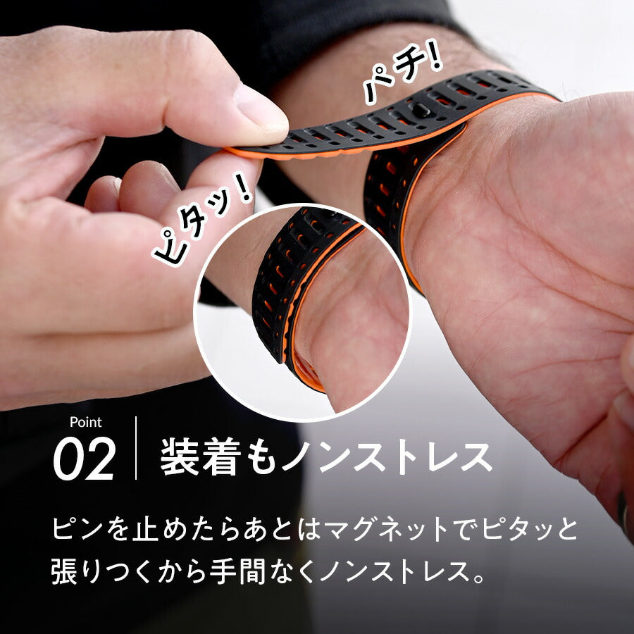 マグネットとピンでしっかり固定 アップルウォッチ バンド メンズ ・男性 おすすめ アウトドア シリコンApple Watch |ラギットマグネットバンド