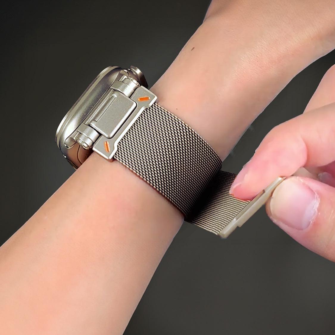 ステンレス メッシュ バンド アップルウォッチ Apple Watch 用 マグネットタイプ サイズ調整自由 メンズ 男性 人気 ウォッチバンド(42mm・41mm・40mm/ 49mm・46mm・45mm・44mm) りんご堂 シルバー 銀色