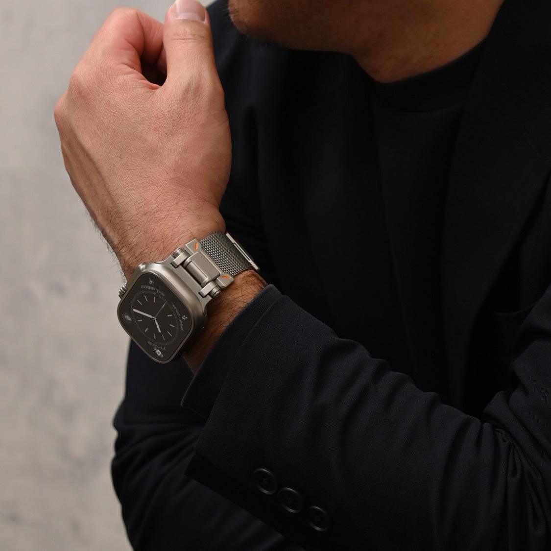 ステンレス メッシュ バンド アップルウォッチ Apple Watch 用 マグネットタイプ サイズ調整自由 メンズ 男性 人気 ウォッチバンド(42mm・41mm・40mm/ 49mm・46mm・45mm・44mm) りんご堂 シルバー スペースグレー