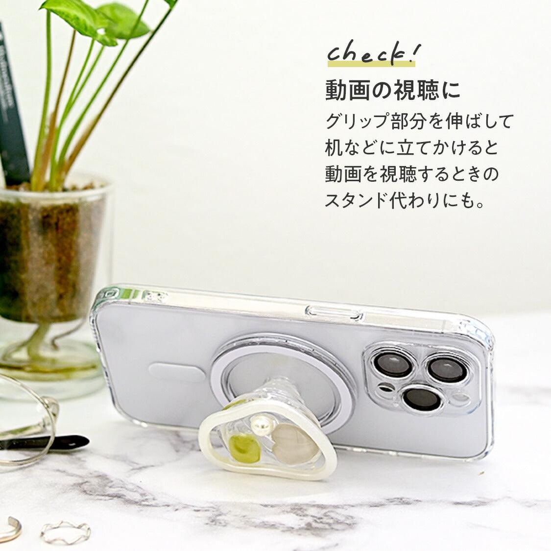 スマホグリップ グリップトップ おしゃれ かわいい MagSafe シール 宝石 ハート 花 |ジュエリーグリップ