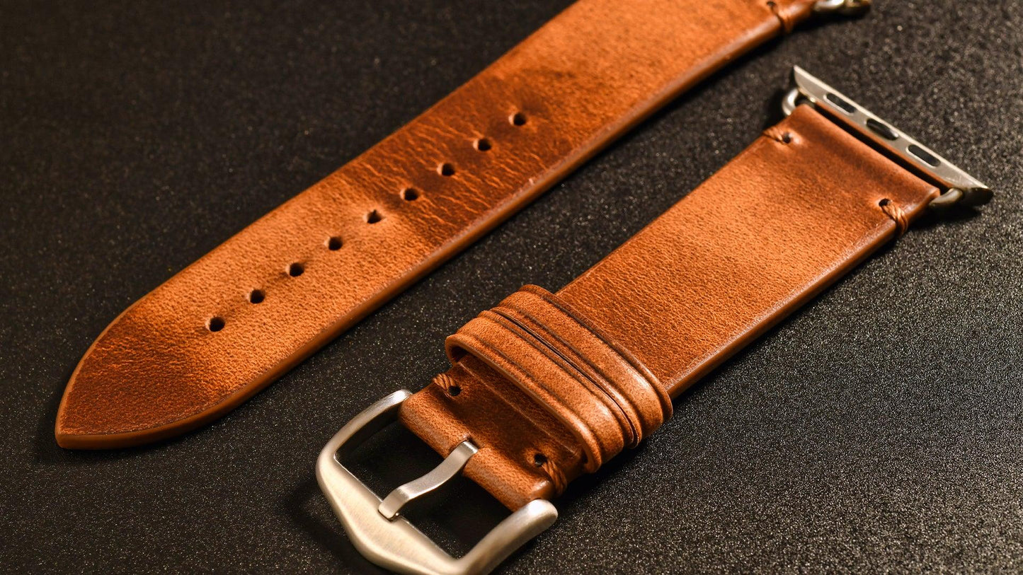 アップルウォッチ バンド ベルト レザー ホーウィン レザー 革 本革 apple watch series 10 9 8 ultra 7 SE 6 5 4 3 42 41 40 38mm 49 46 45 44 42 mm 革 ブラウン 茶 ブランド スーツ プレゼント ギフト 父の日 誕生日 ペア 30代 40代 50代 60代 りんご堂 OBLAVVA オブラバ