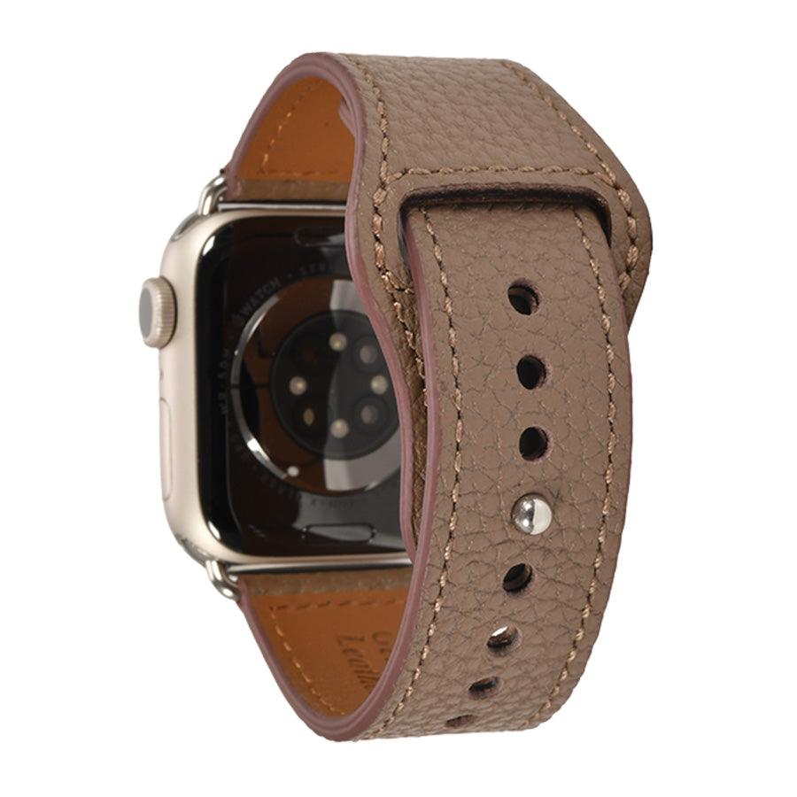 本革 レザー アップルウォッチ バンド レディース 女性 Apple Watch ベルト 腕時計バンド 初めて 高見え 仕事 ビジネス シンプル 金属アレルギー りんご堂 スマートレザーバンド くすみ ニュアンスカラー シボあり エンボスアッシュブラウン 茶色