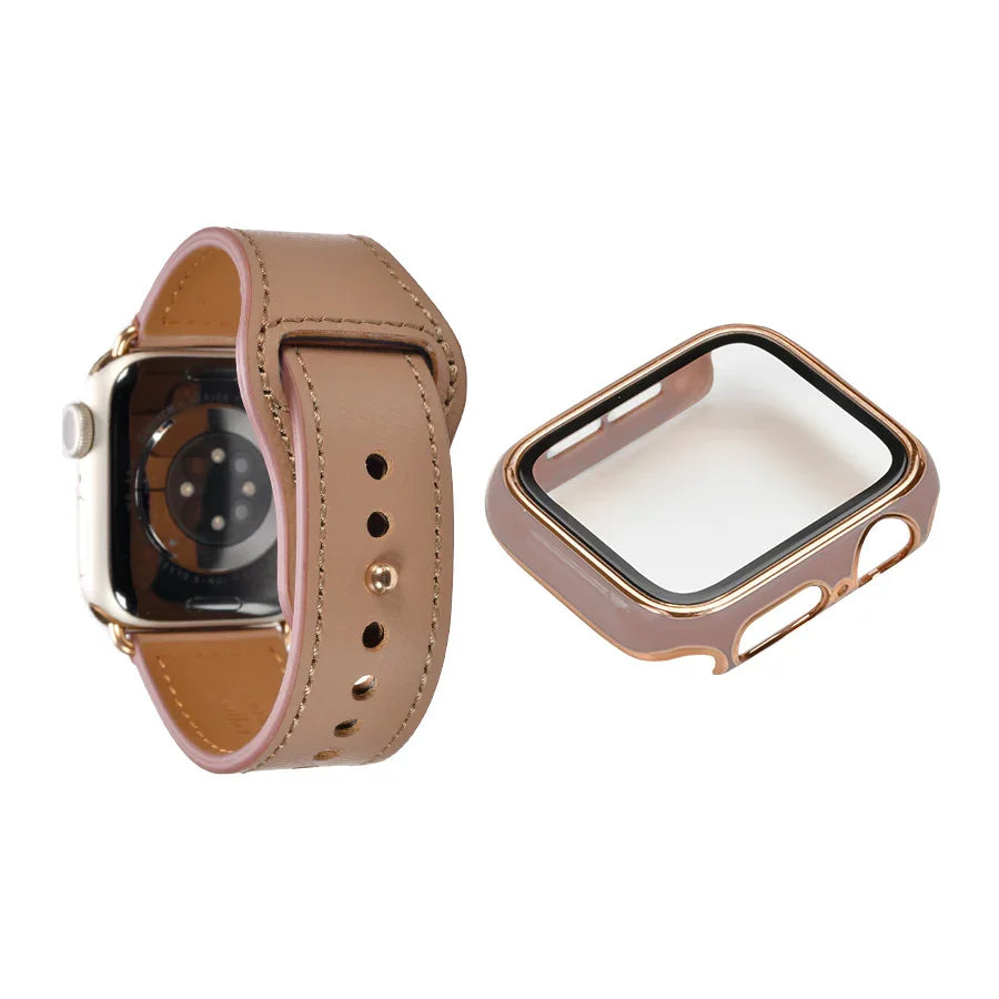 【シリーズ11・SE3対応】 本革 レザー アップルウォッチ バンド Apple Watch ベルト 金属アレルギー対応 シンプル | スマートレザーバンド