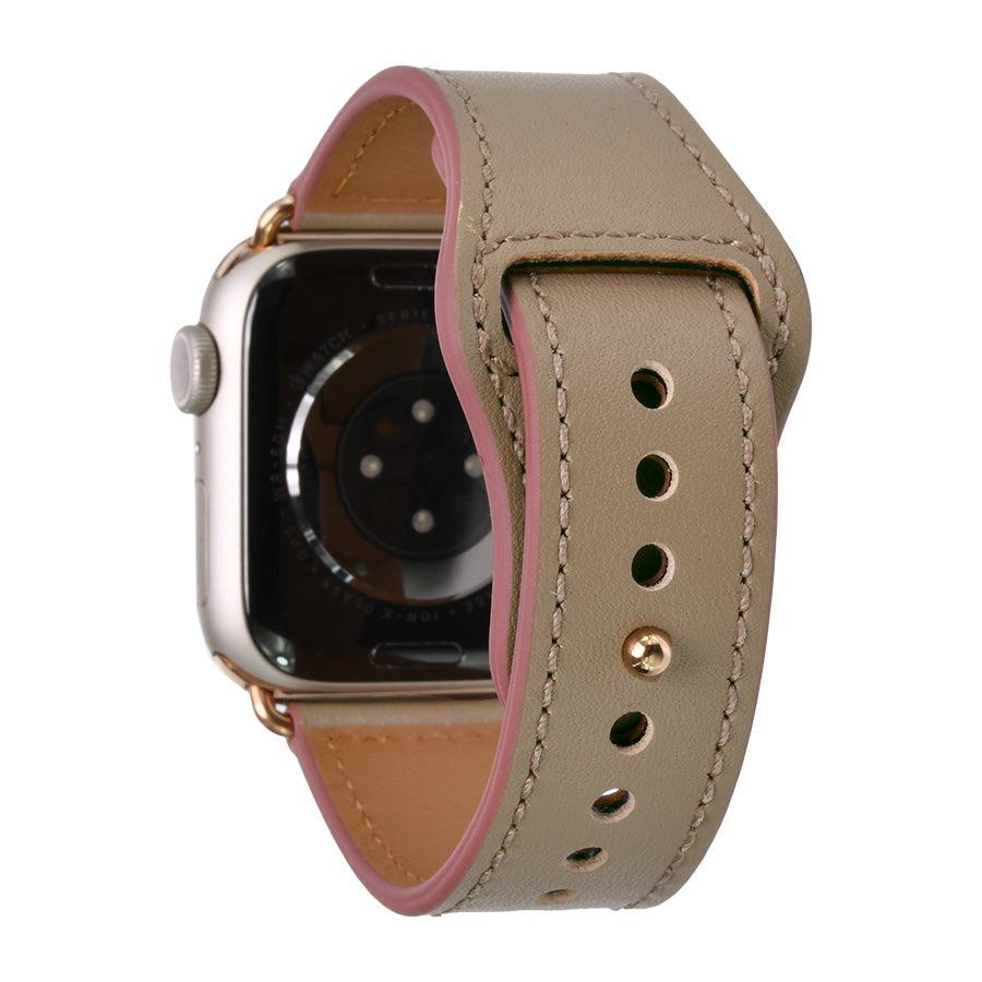 本革 レザー アップルウォッチ バンド レディース 女性 Apple Watch ベルト 腕時計バンド 初めて 高見え 仕事 ビジネス シンプル 金属アレルギー りんご堂 スマートレザーバンド くすみ ニュアンスカラー プラチナムベージュ ベージュ