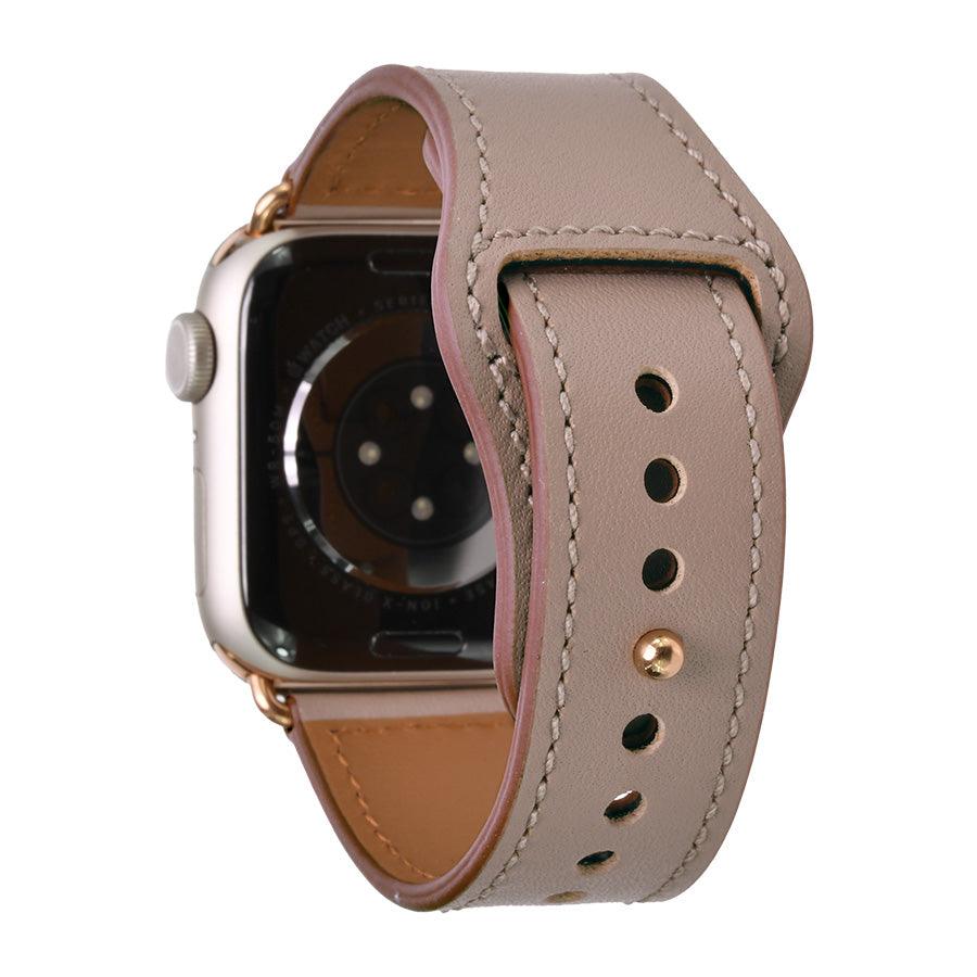 本革 レザー アップルウォッチ バンド レディース 女性 Apple Watch ベルト 腕時計バンド 初めて 高見え 仕事 ビジネス シンプル 金属アレルギー りんご堂 スマートレザーバンド くすみ ニュアンスカラー ロイヤルストーン ピンク ベージュ