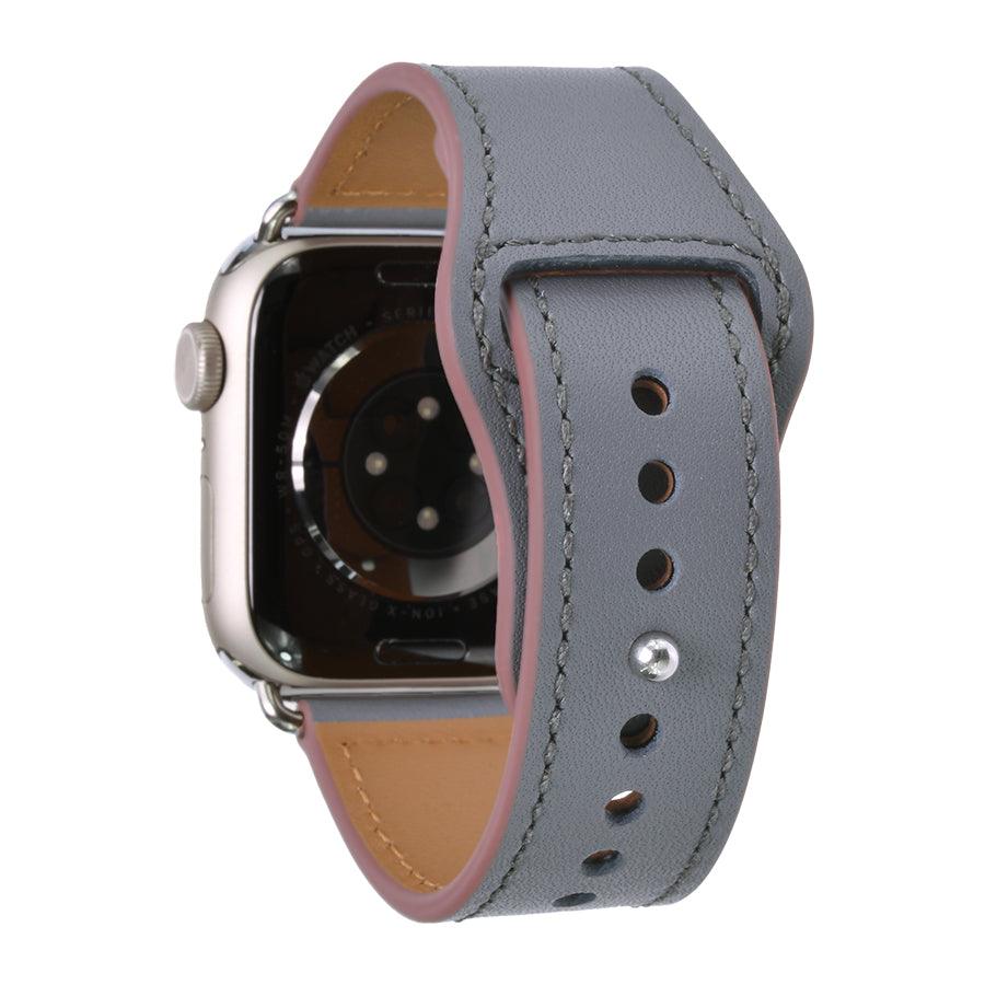本革 レザー アップルウォッチ バンド Apple Watch ベルト 腕時計バンド 初めて 高見え 仕事 ビジネス シンプル 金属アレルギー りんご堂 スマートレザーバンド くすみ ニュアンスカラー セレニティグレー グレー