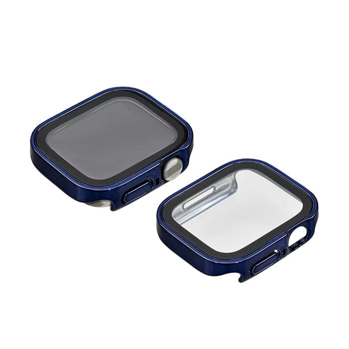 全面 保護カバー ガラス付き AppleWatch ( アップルウォッチ ) ケース フレーム 40 41 42 44 45 46 49mm ウルトラ メンズ レディース メンズ カジュアル 【series10対応】耐衝撃性 強い | スマートカバー 青 紺色
