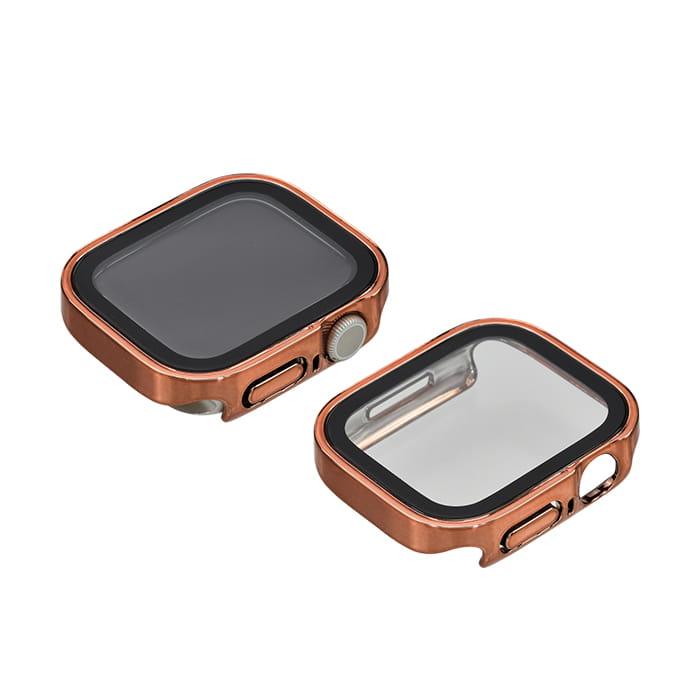 全面 保護カバー ガラス付き AppleWatch ( アップルウォッチ ) ケース フレーム 40 41 42 44 45 46 49mm ウルトラ メンズ レディース メンズ カジュアル 【series10対応】耐衝撃性 強い | スマートカバー オレンジ