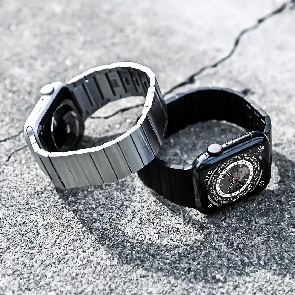 アップルウォッチ バンド ステンレス メンズ マグネット ベルト apple watch series 10 9 8 SE 2 7 SE 6 5 4 3 ULTRA 対応 おしゃれ 磁石 38mm 40mm 41mm 42mm 44mm 45mm 49mm ソリッドエース シルバーとブラック