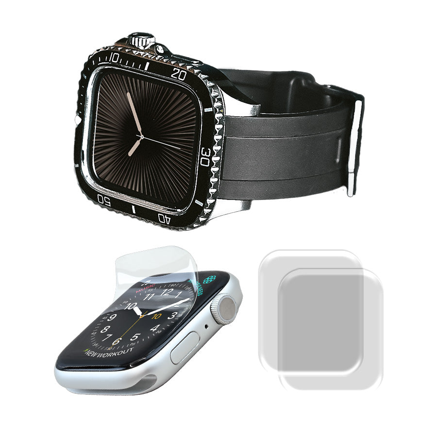 高級 ステンレス&ラバー アップルウォッチ バンド メンズ 男性 おすすめ 一体型 Apple Watch |ソリッド クロノス
