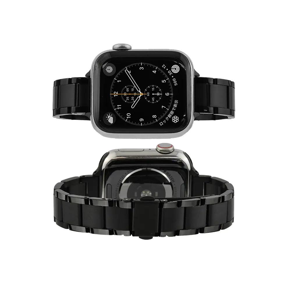 Apple Watch バンド ステンレス レディース スリム 細め アップルウォッチ バンド 女性 人気 38 40 41 mm | ソリッドジョリ ブラック 黒