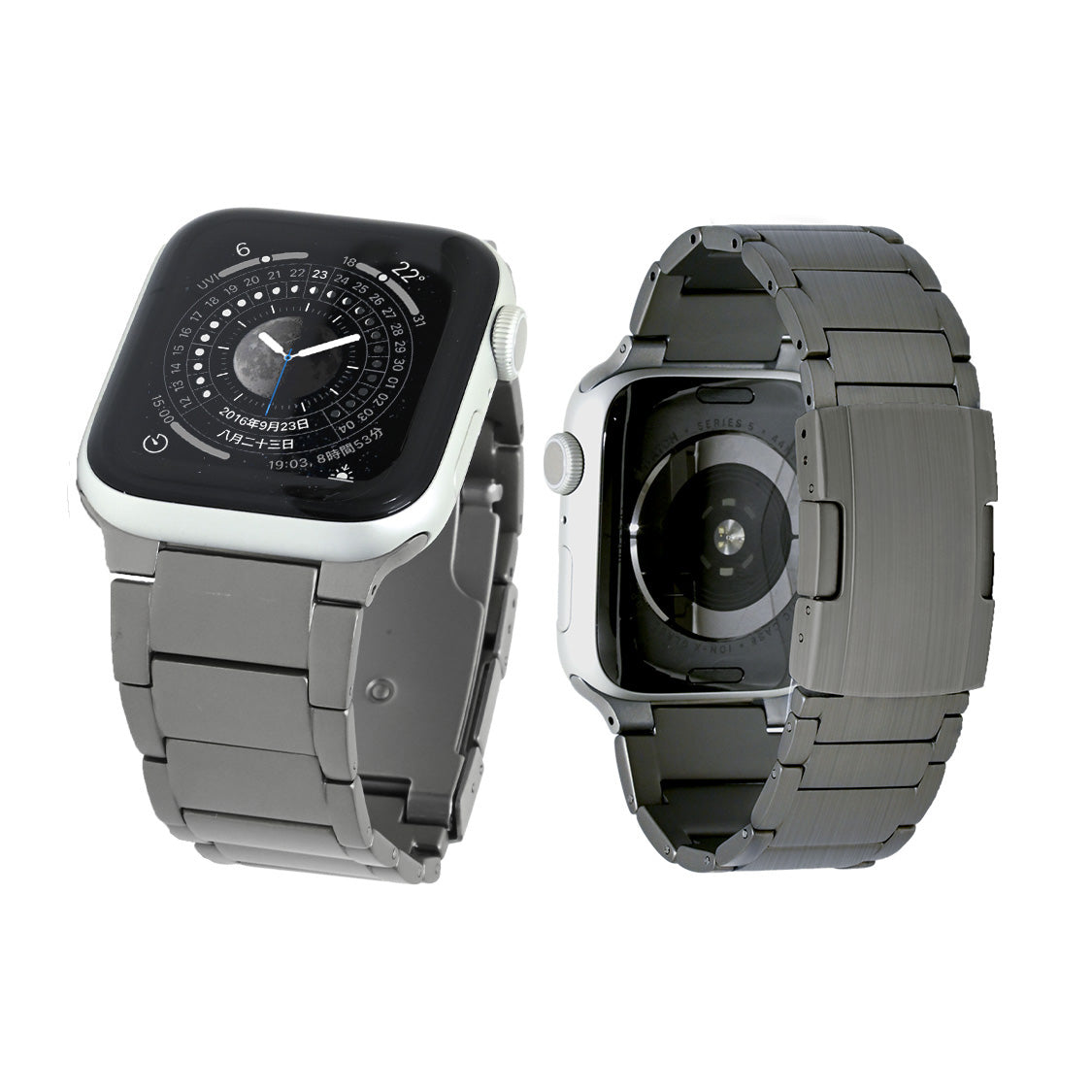 傷付きにくい チタン アップルウォッチバンド ベルト Apple Watch シルバー メンズ ビジネス 高級 | SOLIDチタンEX(エグゼクティブ)