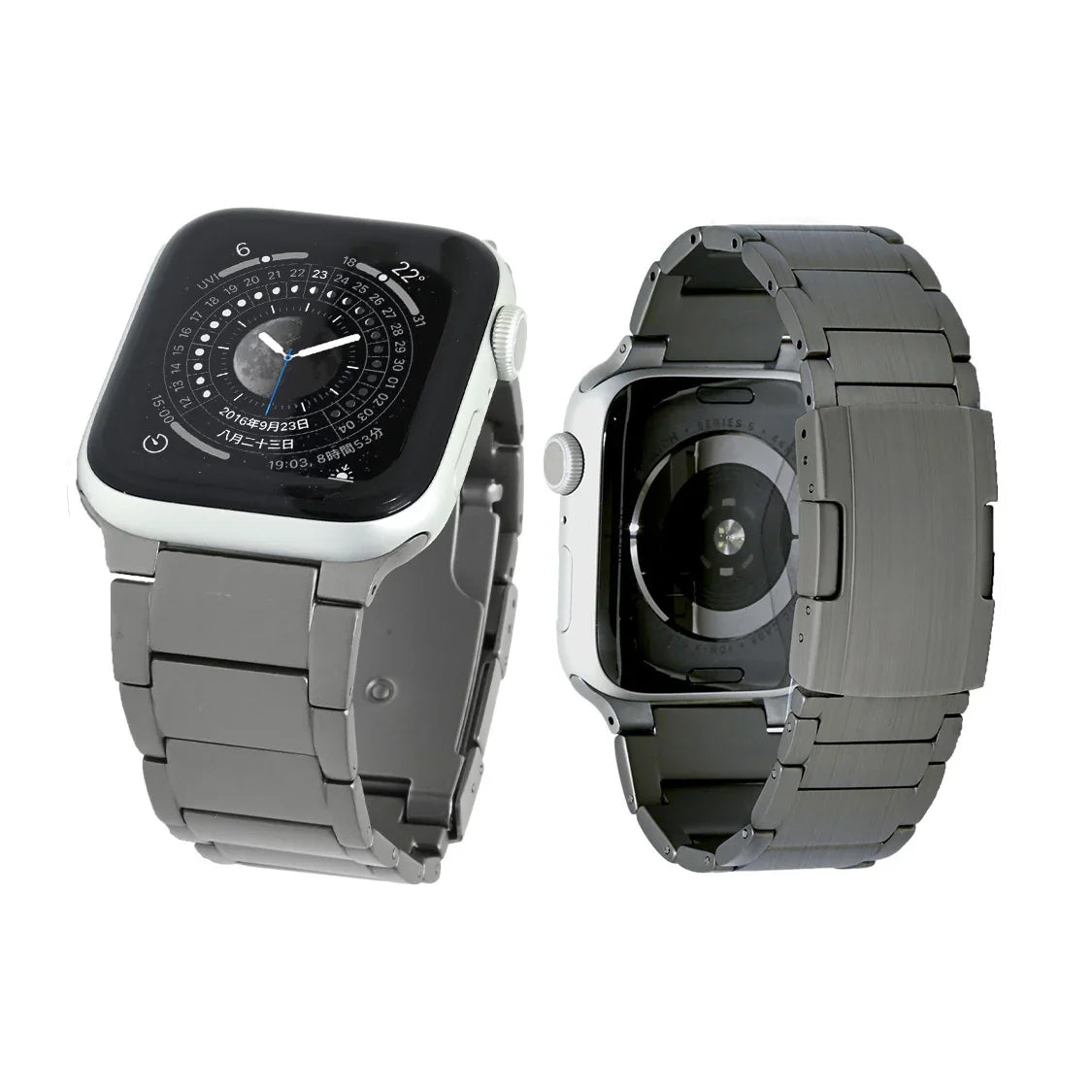 【シリーズ11・SE3・Ultra3対応】傷付きにくい チタン アップルウォッチバンド ベルト Apple Watch シルバー メンズ ビジネス 高級 | SOLIDチタンEX(エグゼクティブ)