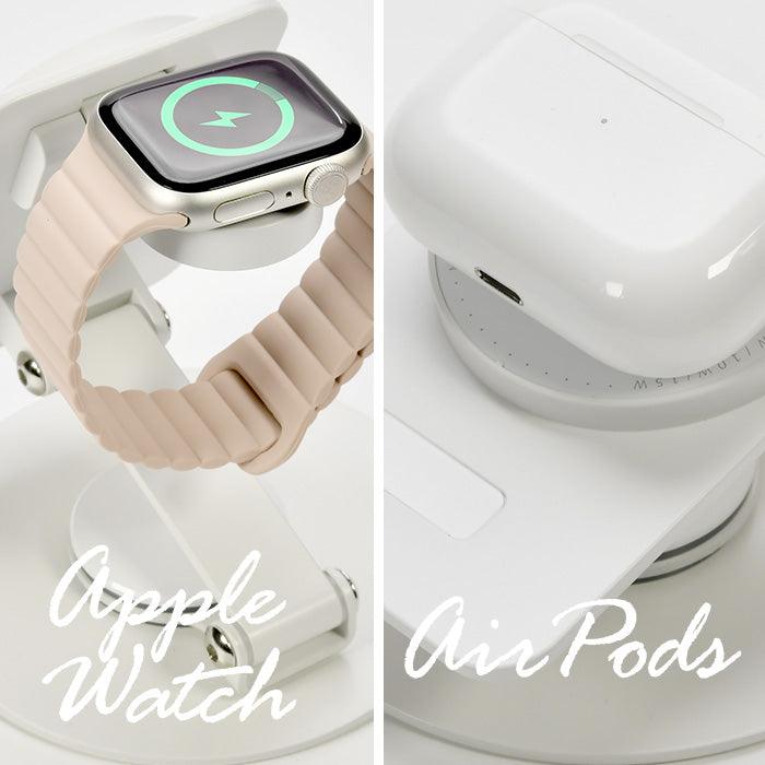 iPhone Apple Watch AirPods 3in1 充電 スタンド マグセーフ充電器 急速充電 ワイヤレス アイフォン アップルウォッチ エアーポッズ | スタンドチャージャーコンパクト