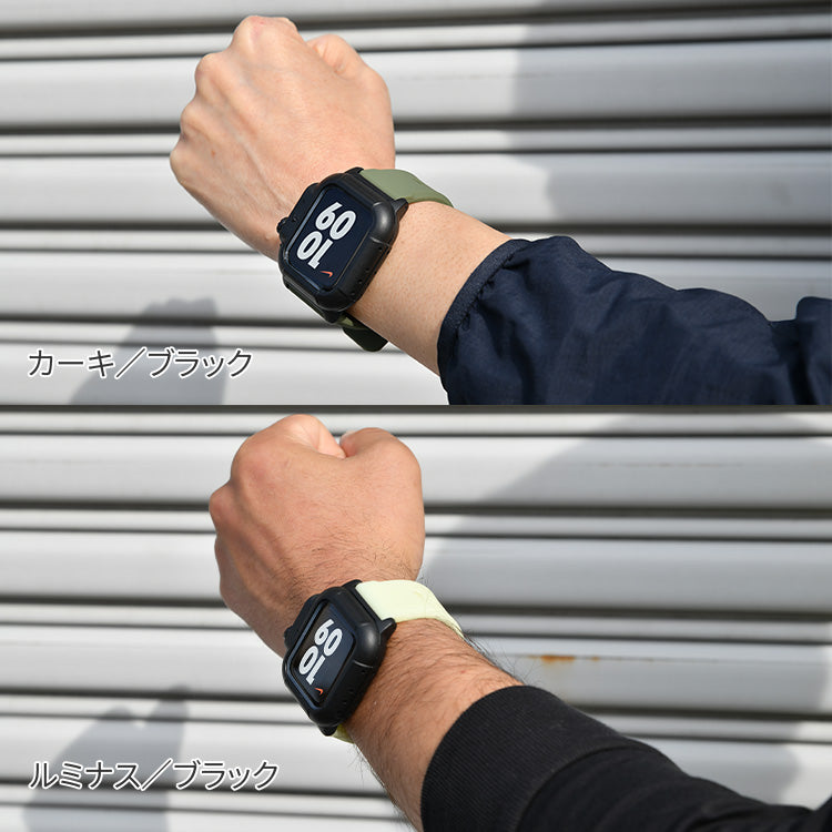 applewatchバンド44mm 40mm アップルウォッチバンド スポーツ シリコン シリコンバンド おしゃれ レディース メンズ 軽量 送料無料 シリーズ Series SE 6 5 4 1男女兼用 おしゃれ タフネス りんご堂 カーキ ブラック ルミナス