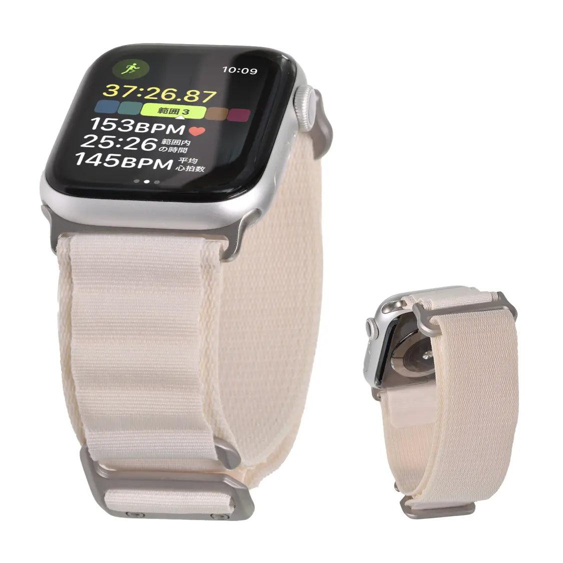 アウトドア ナイロン Apple Watch ultra バンド 柔軟 軽い アップルウォッチ バンド ベルト 10 9 8 9 SE2 7 6 SE 5 4 3 49mm 46mm 45mm 44mm 42m 41mm メンズ アップルウォッチ バンド | トレッキングループ ホワイト 白