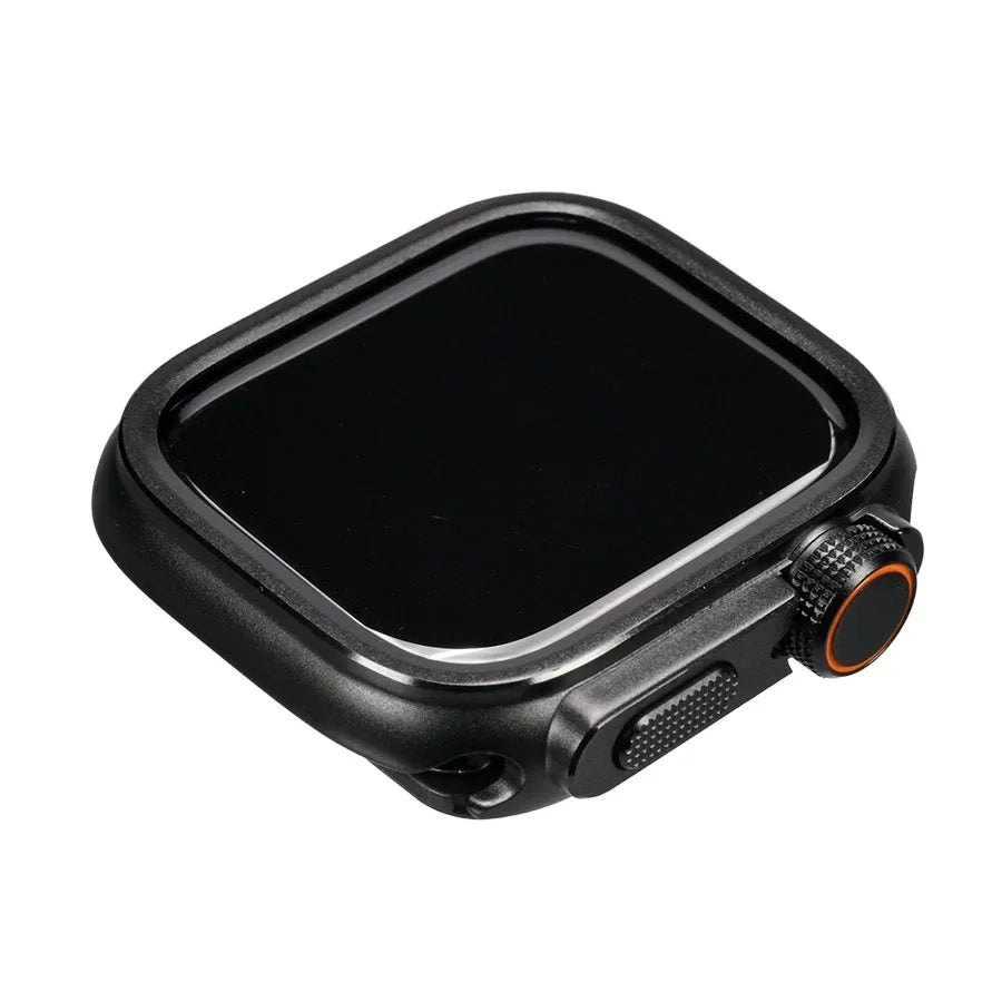 りんご堂 コンパチブル Apple watch ケース 頑丈 42mm 44mm 45mm 46mm 高感度強化フィルム付き アップルウォッチケース 保護カバー iWatch ケース 耐衝撃 メンズ 男性 人気 おすすめ チタン 落下 吸収(Series 1/2/3/4/5/se/6/7/8/9/10) ウルトラケース ブラック