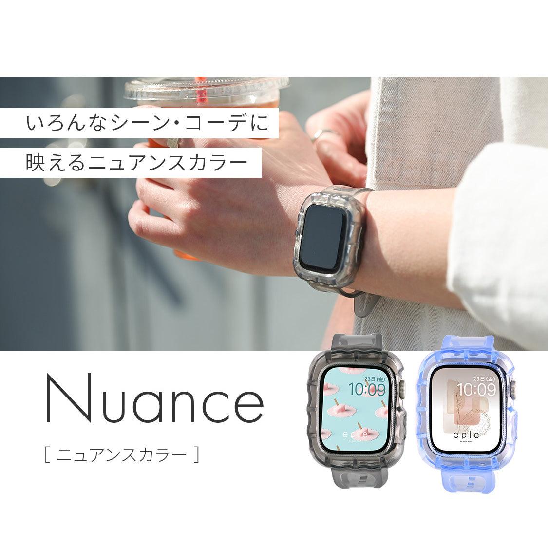 【シリーズ11・SE3対応】クリア 一体型 ウェーブ かわいい アップルウォッチ バンド ケース 透明 Apple Watch ベルト TPUバンド | ウェーブクリアバンド