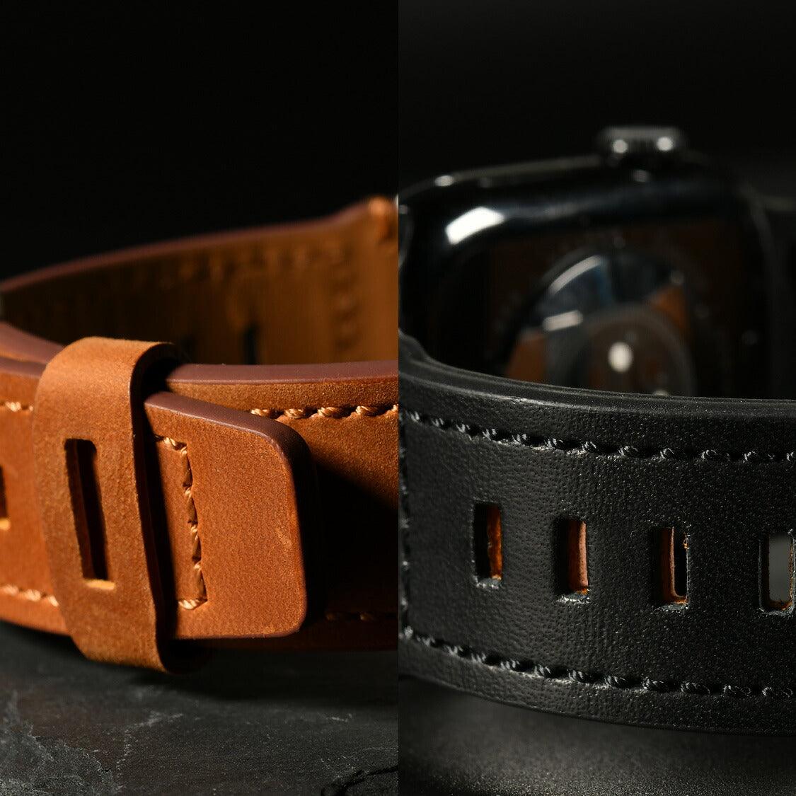 【シルバーステンレスとレザーバンド】アップルウォッチ バンド Apple Watch ベルト メンズにおすすめ 男性の働くかっこよさを支える
