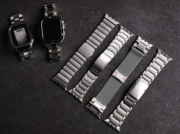 Apple Watch バンド シルバー メタル 銀色 ステンレス チタン メンズ ベルト