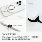 MagSafe対応 3in1 ワイヤレス充電器 iPhone Apple Watch AirPods 15W タイプC スマホリング スタンド機能 両面充電 同時充電 軽量 持ち運び | スマートチャージャー