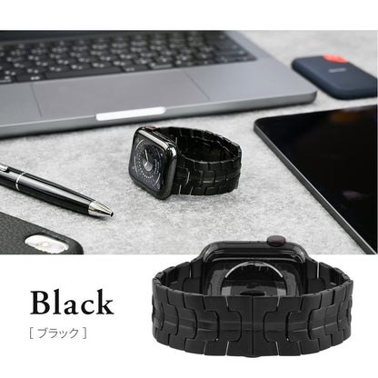 存在感のあるセンターラインがアクセント アップルウォッチ バンド メンズ 人気 ステンレス ベルト ブラック シルバー 高級 ギフト プレゼント メタル シルバー ウルトラ applewatchseries9ultra28ultrase27SE6543対応44mm45mm49mm ステンレス スパイダー りんご堂 ブラック 黒