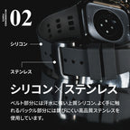 ごつい 一体型 Apple Watch バンド 44mm 45mm 49mm シリコン TPU ケース付き 頑丈なメンズ ベルド スポーツバンド アウトドア 登山 キャンプ Series 9/8/7 45mm SE2/6/5/4/SE 44mm Ultra 49mm 対応 耐衝撃性 防水 落下防止 装着簡単 Watch 保護 高級 メンズ 人気 5枚目の画像