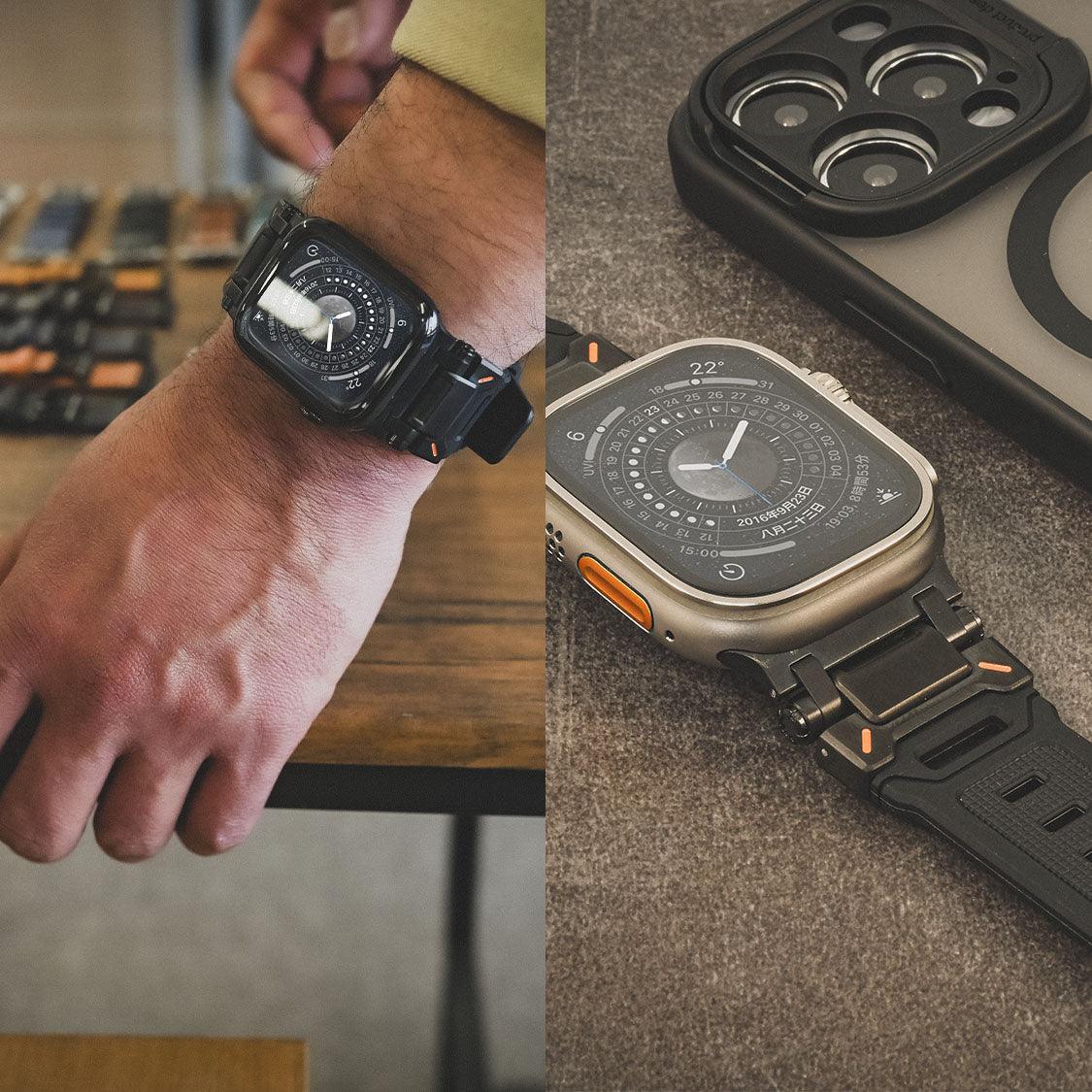 アップルウォッチ バンド apple watch ベルト レザー TPU 高級 45mm 44mm  42mm 46mm 49mm 男性 オシャレ かっこいい 耐水性 伸縮性 耐衝撃性 シリーズ 10 9 8 7 se 6 5 4 3 2 1 カジュアル アウトドア ｜ ブラック 黒