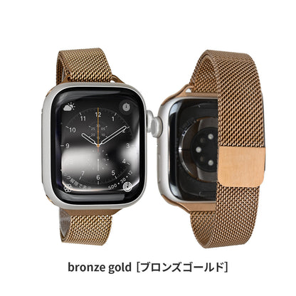 Apple Watch アップルウォッチ バンド メンズ レディース ステンレス メッシュ 通気性 大人女子 仕事 ブロンズゴールド