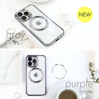 キラッと かわいい 透明 クリア iPhone ケース 韓国 大人可愛い 大人っぽい 推し活   | クリアマグセーフケース りんご堂 グレー 紫 パープル