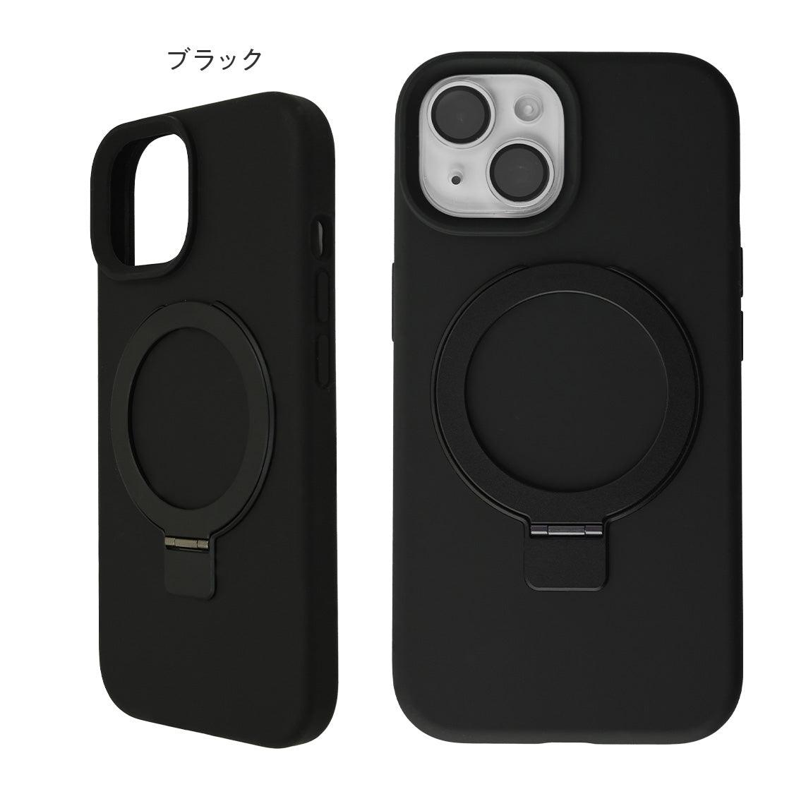 iPhone 17 17 Air 17 Pro 17 Pro Max  対応 縦置き 横置き MagSafe リング付き iPhone ケース パステル 淡色 かわいい  レディース パステル  12 13 14 15 16 ｜スムースシリコンマグセーフ 縦置き ブラック 黒