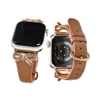 Apple Watch バンド レザー かわいい 大人可愛い リボン キラキラ SE  ブラウン
