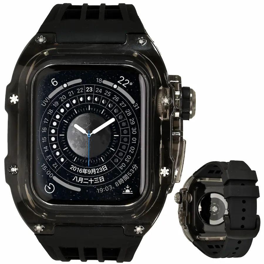 ごつい 一体型 Apple Watch バンド 44mm 45mm 49mm シリコン TPU ケース付き 頑丈な メンズ 男性 ベルド スポーツバンド アウトドア 登山 キャンプ Series ULTRA3  11 10 9/8/7 46mm 45mm SE3 SE2/6/5/4/SE 44mm Ultra 49mm 42mm  対応 耐衝撃性 防水 落下防止 装着簡単 Watch 保護 高級 メンズ 人気 ブラック 黒