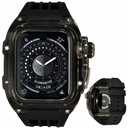 ごつい 一体型 Apple Watch バンド 44mm 45mm 49mm シリコン TPU ケース付き 頑丈な メンズ 男性 ベルド スポーツバンド アウトドア 登山 キャンプ Series ULTRA3  11 10 9/8/7 46mm 45mm SE3 SE2/6/5/4/SE 44mm Ultra 49mm 42mm  対応 耐衝撃性 防水 落下防止 装着簡単 Watch 保護 高級 メンズ 人気 ブラック 黒