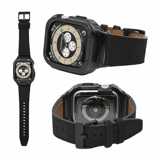 ヌバック レザー Apple Watch アップルウォッチ 本革 ヴィンテージ 調 レザー バンド ベルト 一体型 ごつめ ごつい 3色  アンティーク 40mm 41mm 42mm 44mm 45mm 49mm メンズ 男性 人気プレゼント ギフト Series 10 9 8 7 6 5 4  ultra 2 SE 2 ソリッドシリーズ ブラック 黒