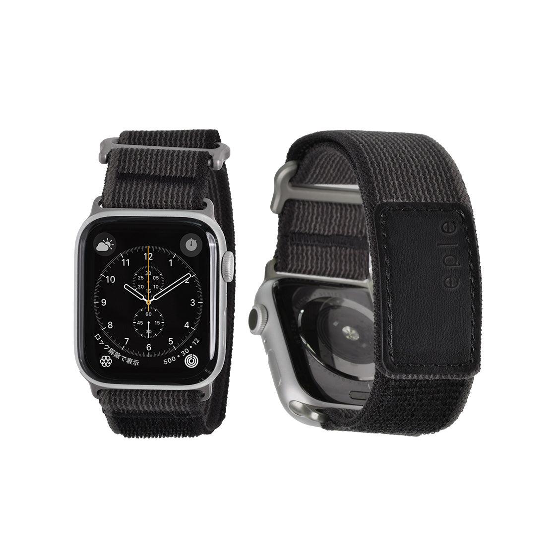 通気性抜群の軽量アップルウォッチナイロンバンドAppleWatch （ アップルウォッチ ） ナイロン バンド ジム ランニング マラソン 登山 ハイキング アウトドア スポーツ |eple アスリートループ 黒 ブラック
