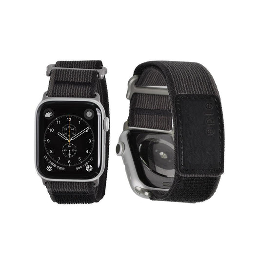 通気性抜群の軽量アップルウォッチナイロンバンドAppleWatch （ アップルウォッチ ） ナイロン バンド ジム ランニング マラソン 登山 ハイキング アウトドア スポーツ |eple アスリートループ 黒 ブラック