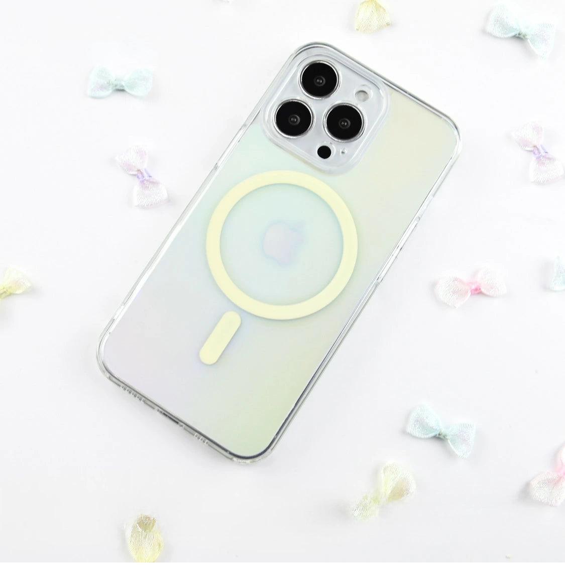 iPhoneケース オーロラ マグセーフ iPhone 16 ケース iPhone 15 ケース　iPhone14 ケース iPhone13ケースiPhone12ケースiPhone12miniケースiPhoneXRXS11ProMaxiPhone8ケース かわいい クリア 透明 ミラーケース鏡面鏡おしゃれかわいい大人可愛い背面ミラーグラデーション韓国SE2第2世代 MagSafe マグセーフケース 黄色 水色　MagSafe