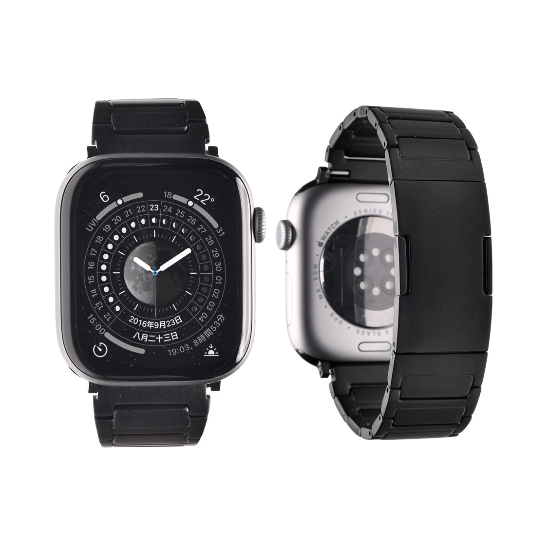 アップルウォッチ バンド ベルト チタン チタニウム 42(series10)/41/40/38mm兼用/49/46/45/44/42(series1.2.3)兼用 高級 applewatchメンズ applewatchバンド  軽い 錆びにくい 傷付きにくい りんご堂 アクシス 黒