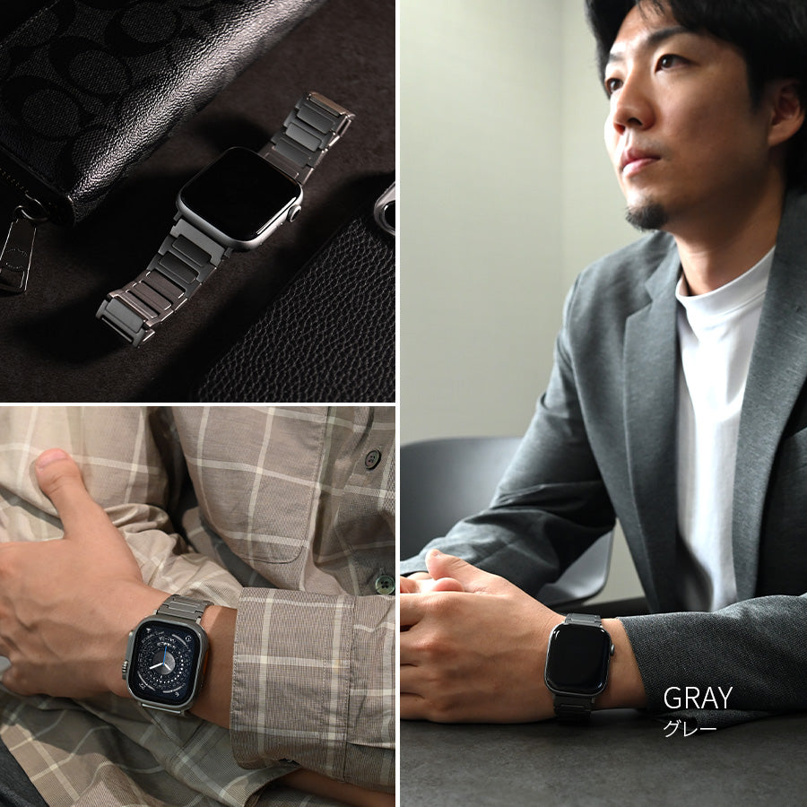 アップルウォッチ バンド ベルト チタン チタニウム 42(series10)/41/40/38mm兼用/49/46/45/44/42(series1.2.3)兼用 高級 applewatchメンズ applewatchバンド  軽い 錆びにくい 傷付きにくい りんご堂 アクシス グレー