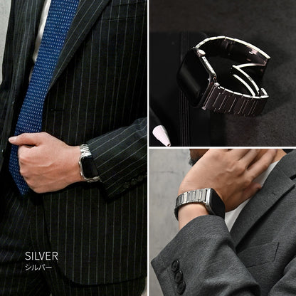 アップルウォッチ バンド ベルト チタン チタニウム 42(series10)/41/40/38mm兼用/49/46/45/44/42(series1.2.3)兼用 高級 applewatchメンズ applewatchバンド  軽い 錆びにくい 傷付きにくい りんご堂 アクシス シルバー