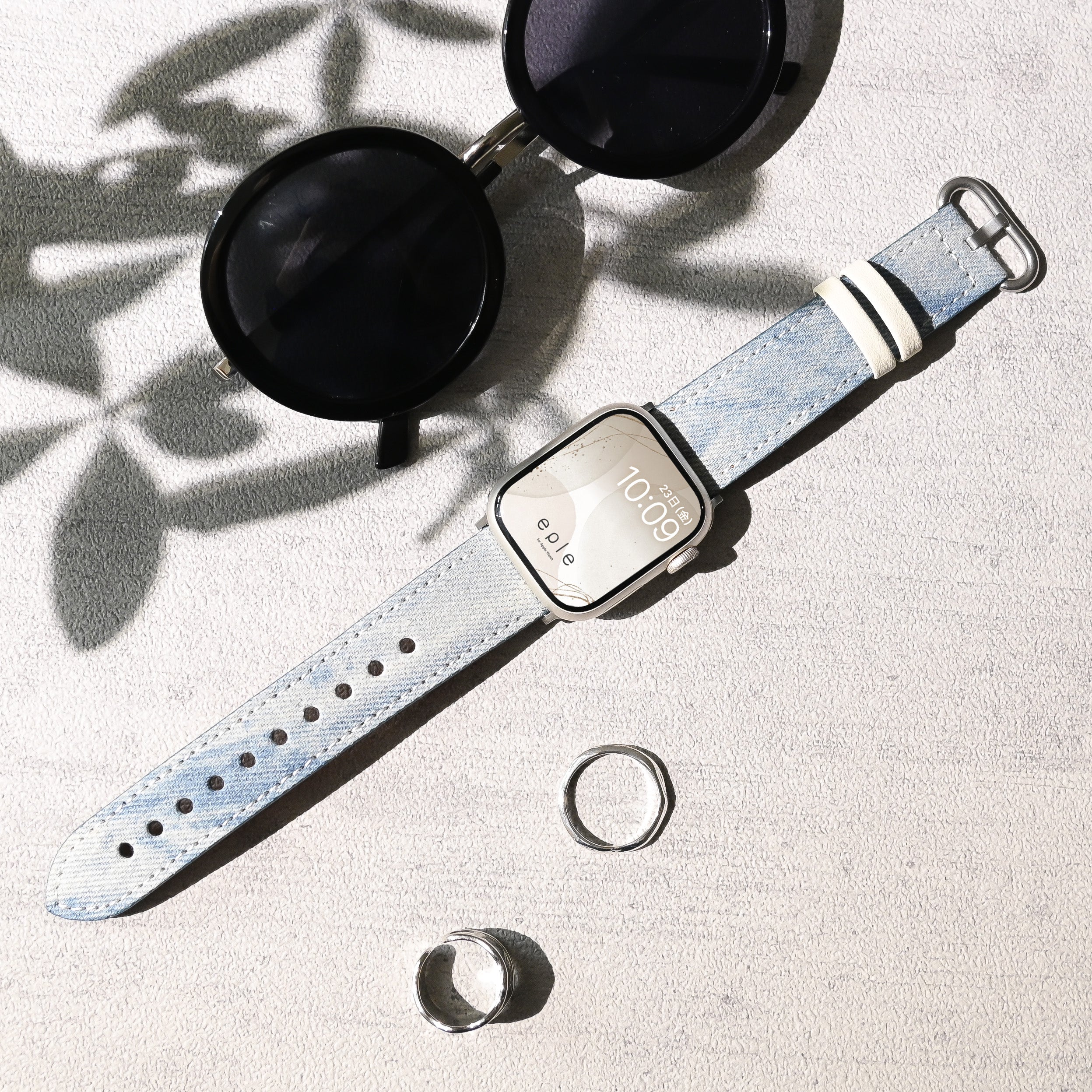 アップルウォッチバンド デニム レザー ベルト アメカジや古着のファッションが好きな人にもおすすめな Apple Watch ベルト かわいい ライトブルー