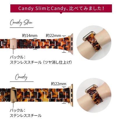 女性に人気なかわいい樹脂製のアップルウォッチバンド スリムなので手首が華奢に見える AppleWatch スリム樹脂製バンド レディース  | キャンディスリム