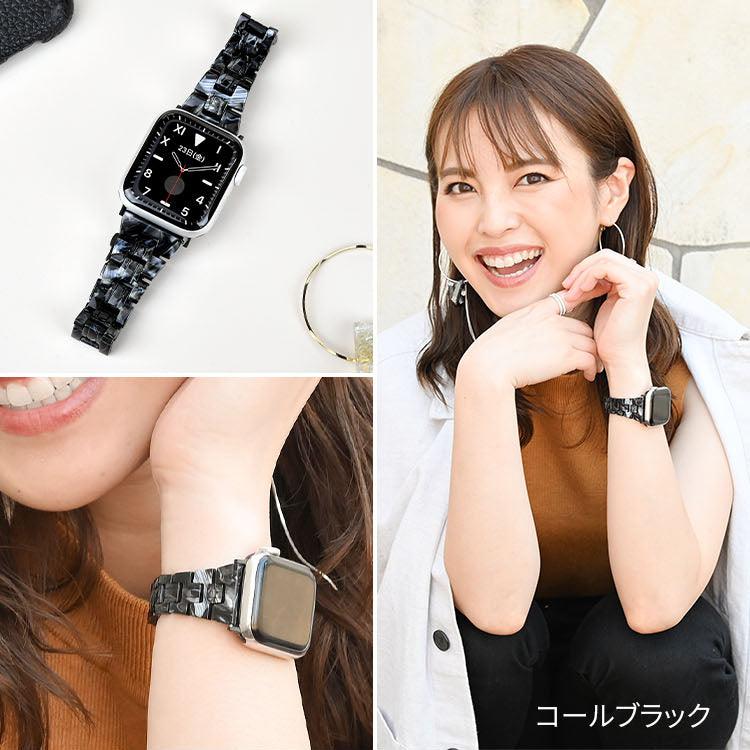 女性に人気なかわいい樹脂製のアップルウォッチバンド スリムなので手首が華奢に見える AppleWatch スリム樹脂製バンド レディース  | キャンディスリム  黒　ブラック