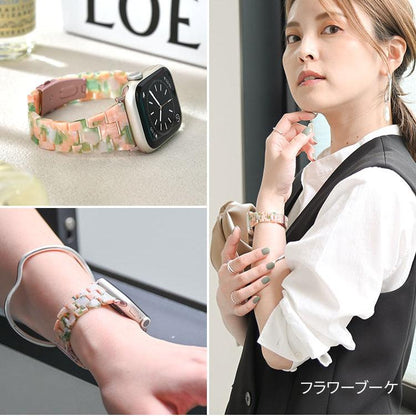 女性に人気なかわいい樹脂製のアップルウォッチバンド スリムなので手首が華奢に見える AppleWatch スリム樹脂製バンド レディース  | キャンディスリム  ピンク 緑