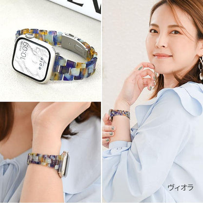 女性に人気なかわいい樹脂製のアップルウォッチバンド スリムなので手首が華奢に見える AppleWatch スリム樹脂製バンド レディース  | キャンディスリム  青 ブルー
